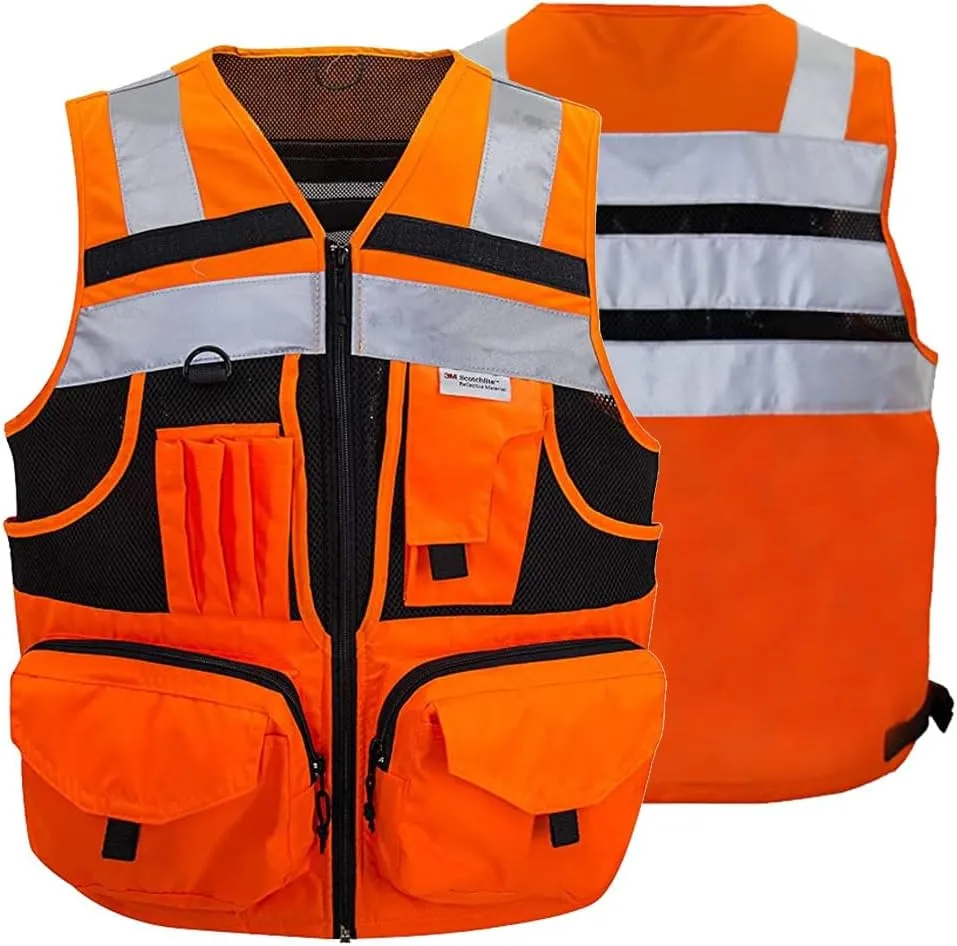 3M Reflective Stripes Safety Vest Hi-vis Yellow Knitted 10 Pockets Bright Construction Workwear Men Women M-7XL