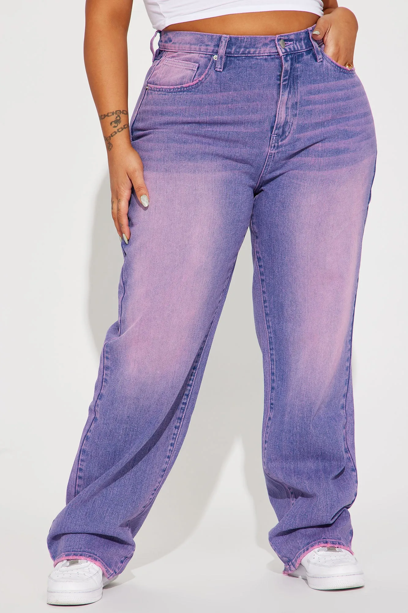 Alix Tinted Baggy Jeans - Purple