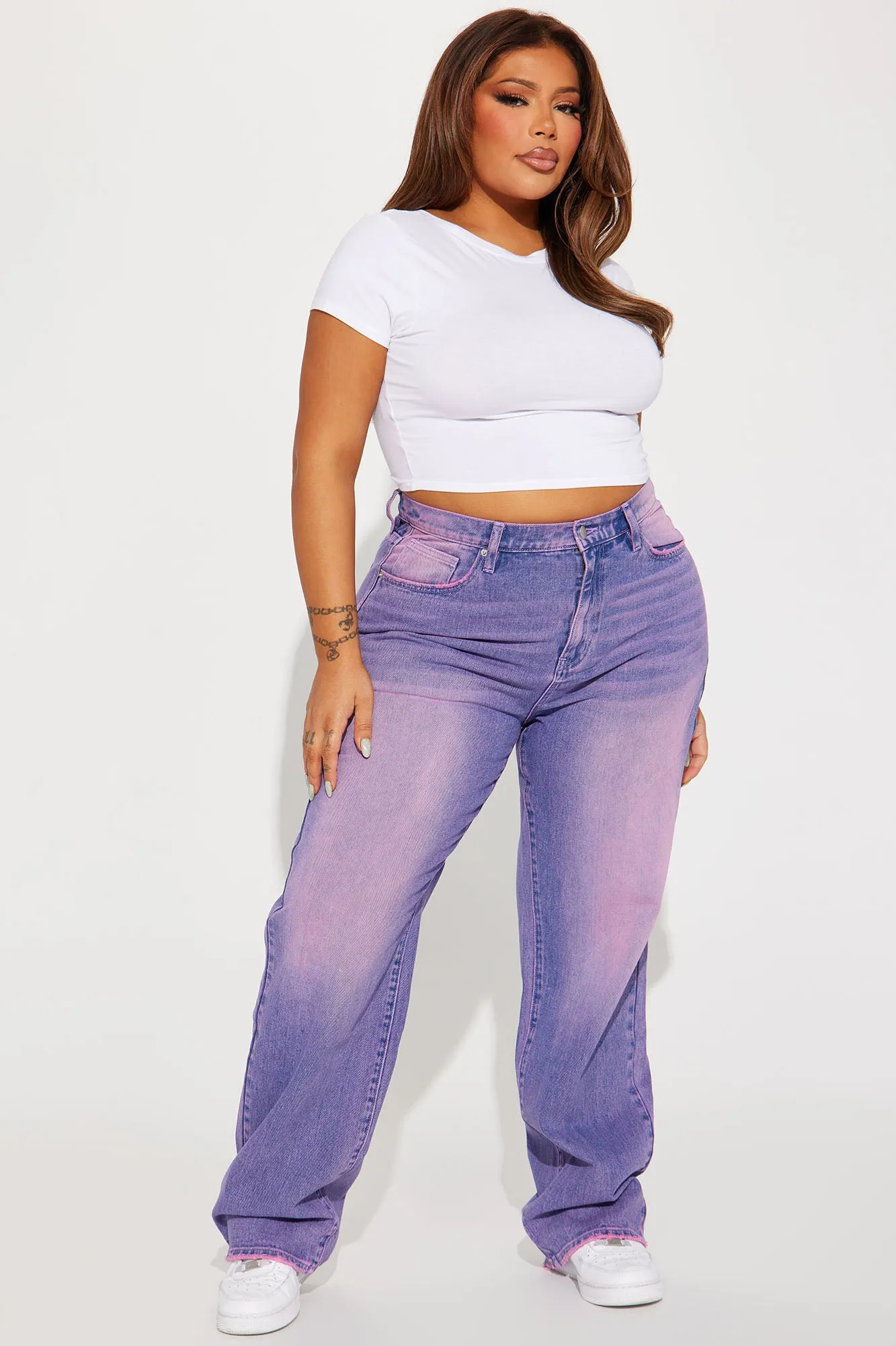 Alix Tinted Baggy Jeans - Purple