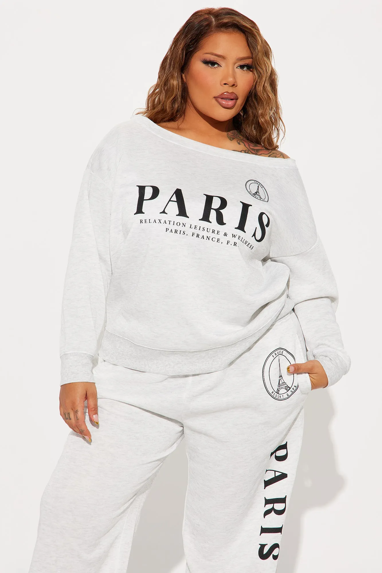Around The World Fleece Pant Set - Heather Grey
