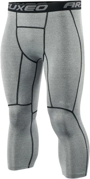 ARSUXEO Men's 3/4 Running Compression Tights Capri Pants K75