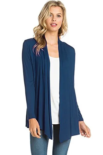 AZULES  Basic Long Sleeve Open Front Cardigan (S-XXXL) - Made in USA