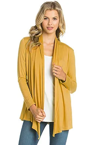 AZULES  Basic Long Sleeve Open Front Cardigan (S-XXXL) - Made in USA