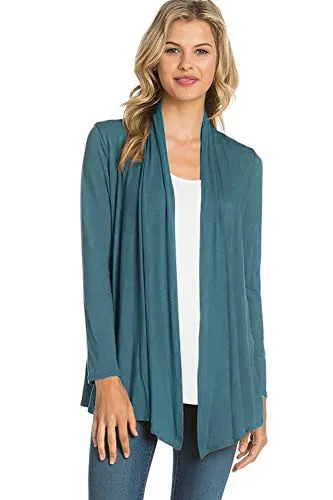 AZULES  Basic Long Sleeve Open Front Cardigan (S-XXXL) - Made in USA