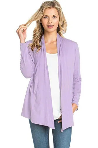 AZULES  Basic Long Sleeve Open Front Cardigan (S-XXXL) - Made in USA
