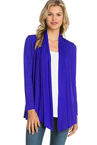 AZULES  Basic Long Sleeve Open Front Cardigan (S-XXXL) - Made in USA