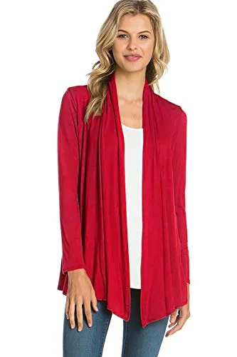AZULES  Basic Long Sleeve Open Front Cardigan (S-XXXL) - Made in USA