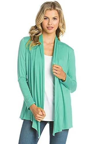 AZULES  Basic Long Sleeve Open Front Cardigan (S-XXXL) - Made in USA