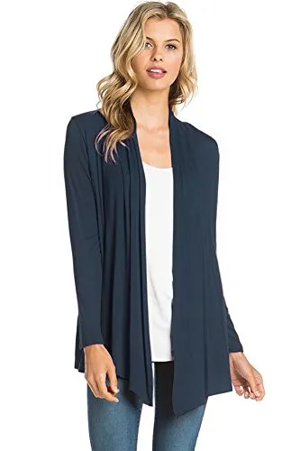 AZULES  Basic Long Sleeve Open Front Cardigan (S-XXXL) - Made in USA