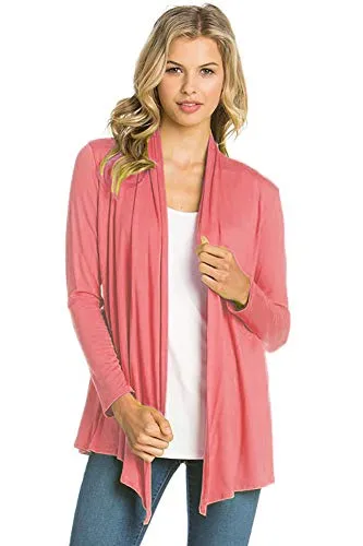 AZULES  Basic Long Sleeve Open Front Cardigan (S-XXXL) - Made in USA