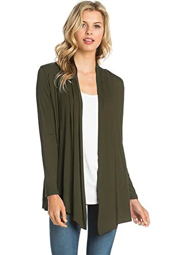 AZULES  Basic Long Sleeve Open Front Cardigan (S-XXXL) - Made in USA