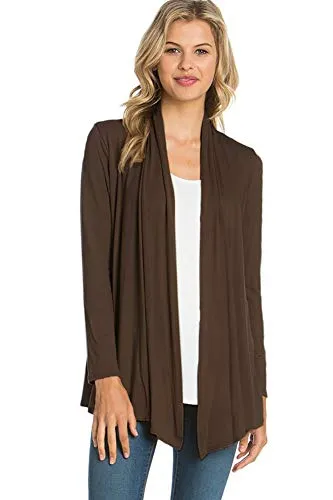 AZULES  Basic Long Sleeve Open Front Cardigan (S-XXXL) - Made in USA