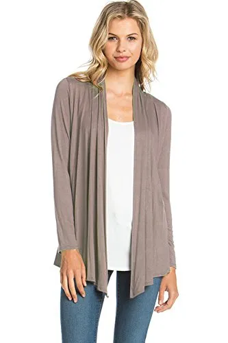AZULES  Basic Long Sleeve Open Front Cardigan (S-XXXL) - Made in USA