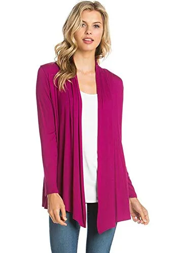 AZULES  Basic Long Sleeve Open Front Cardigan (S-XXXL) - Made in USA