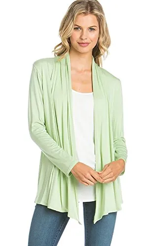 AZULES  Basic Long Sleeve Open Front Cardigan (S-XXXL) - Made in USA
