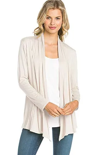 AZULES  Basic Long Sleeve Open Front Cardigan (S-XXXL) - Made in USA
