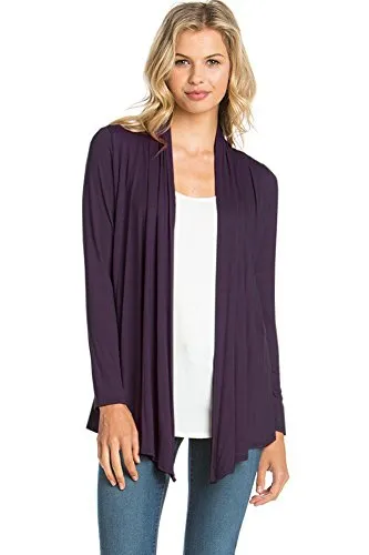 AZULES  Basic Long Sleeve Open Front Cardigan (S-XXXL) - Made in USA