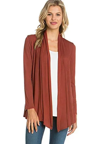 AZULES  Basic Long Sleeve Open Front Cardigan (S-XXXL) - Made in USA