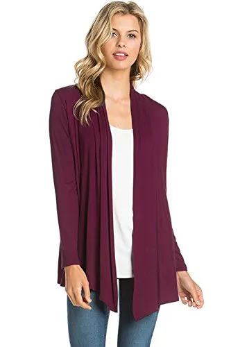 AZULES  Basic Long Sleeve Open Front Cardigan (S-XXXL) - Made in USA