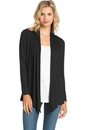 AZULES  Basic Long Sleeve Open Front Cardigan (S-XXXL) - Made in USA