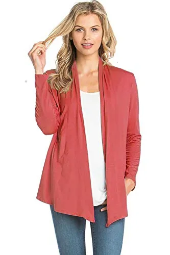 AZULES  Basic Long Sleeve Open Front Cardigan (S-XXXL) - Made in USA