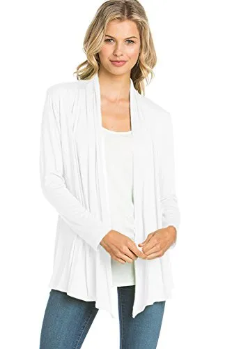 AZULES  Basic Long Sleeve Open Front Cardigan (S-XXXL) - Made in USA