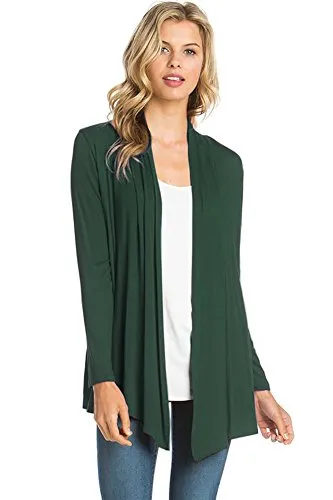 AZULES  Basic Long Sleeve Open Front Cardigan (S-XXXL) - Made in USA