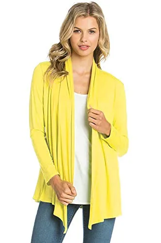 AZULES  Basic Long Sleeve Open Front Cardigan (S-XXXL) - Made in USA