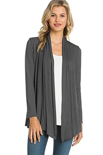AZULES  Basic Long Sleeve Open Front Cardigan (S-XXXL) - Made in USA