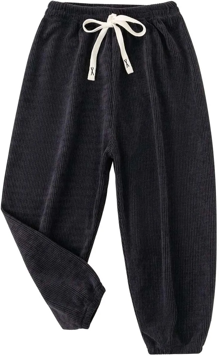 Boys Casual Baggy Sweatpants Wide Leg Pants Elastic Waist Solid Color Loose Long Trousers Clothes Running Pants