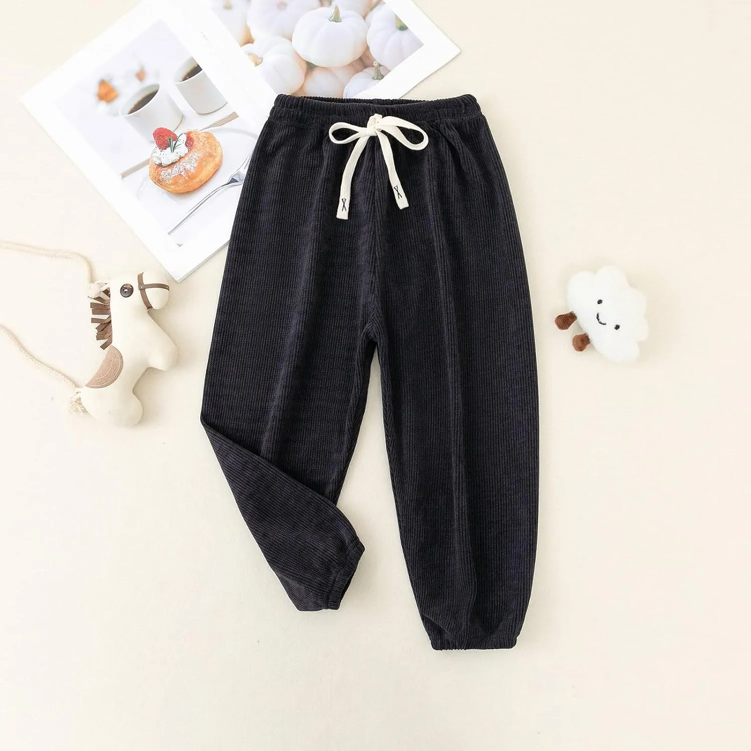 Boys Casual Baggy Sweatpants Wide Leg Pants Elastic Waist Solid Color Loose Long Trousers Clothes Running Pants