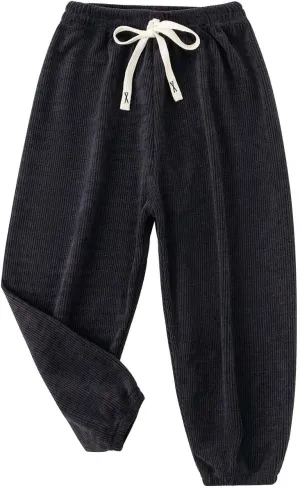 Boys Casual Baggy Sweatpants Wide Leg Pants Elastic Waist Solid Color Loose Long Trousers Clothes Running Pants