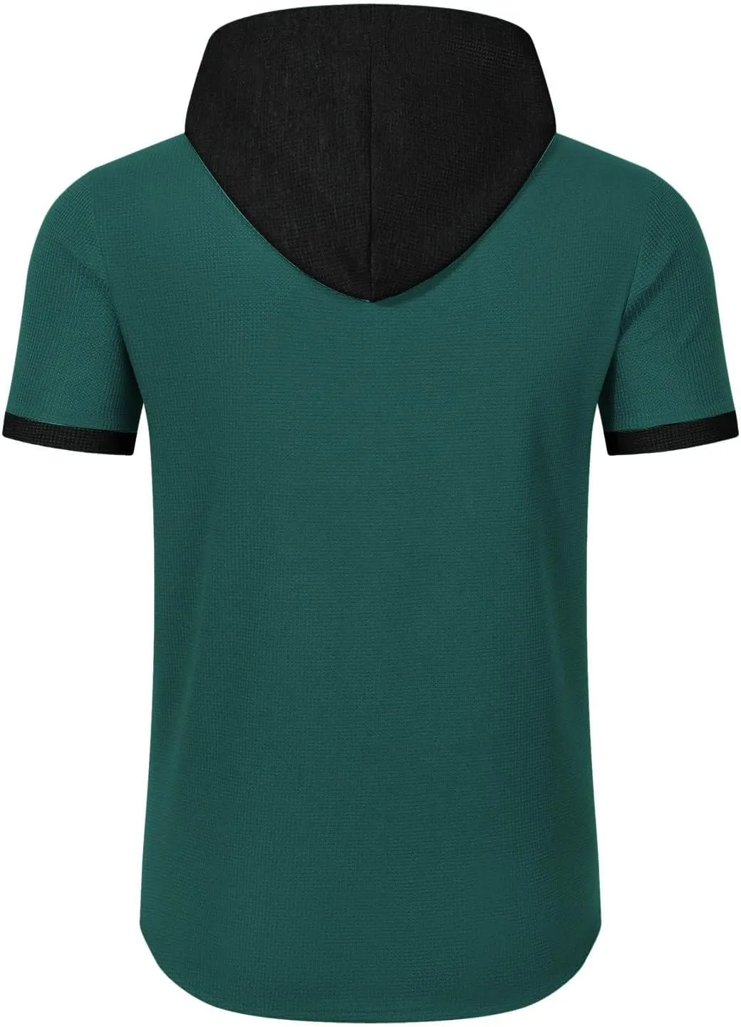 Button Down Hoodies for Men Casual Waffle Knit Short Sleeve Drawstring Hooded Shirt Lightweight Summer Polo Cardigan