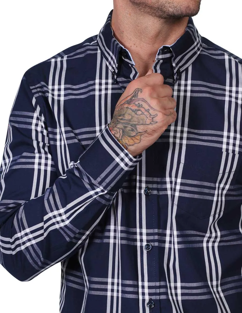Camisas Para Hombre Manga Larga Cuadros Regular Fit 3 B21206