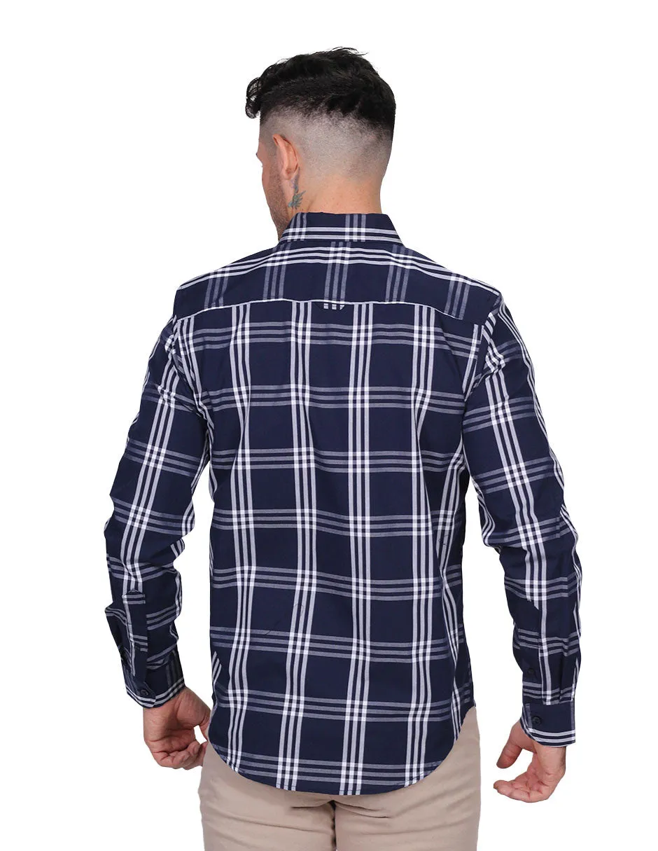Camisas Para Hombre Manga Larga Cuadros Regular Fit 3 B21206