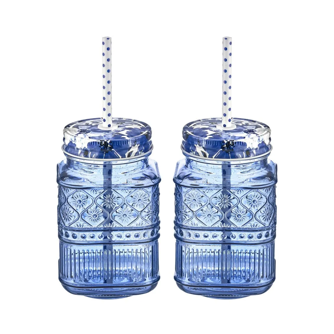 Claro Mason Jars 16oz S/2 Blue