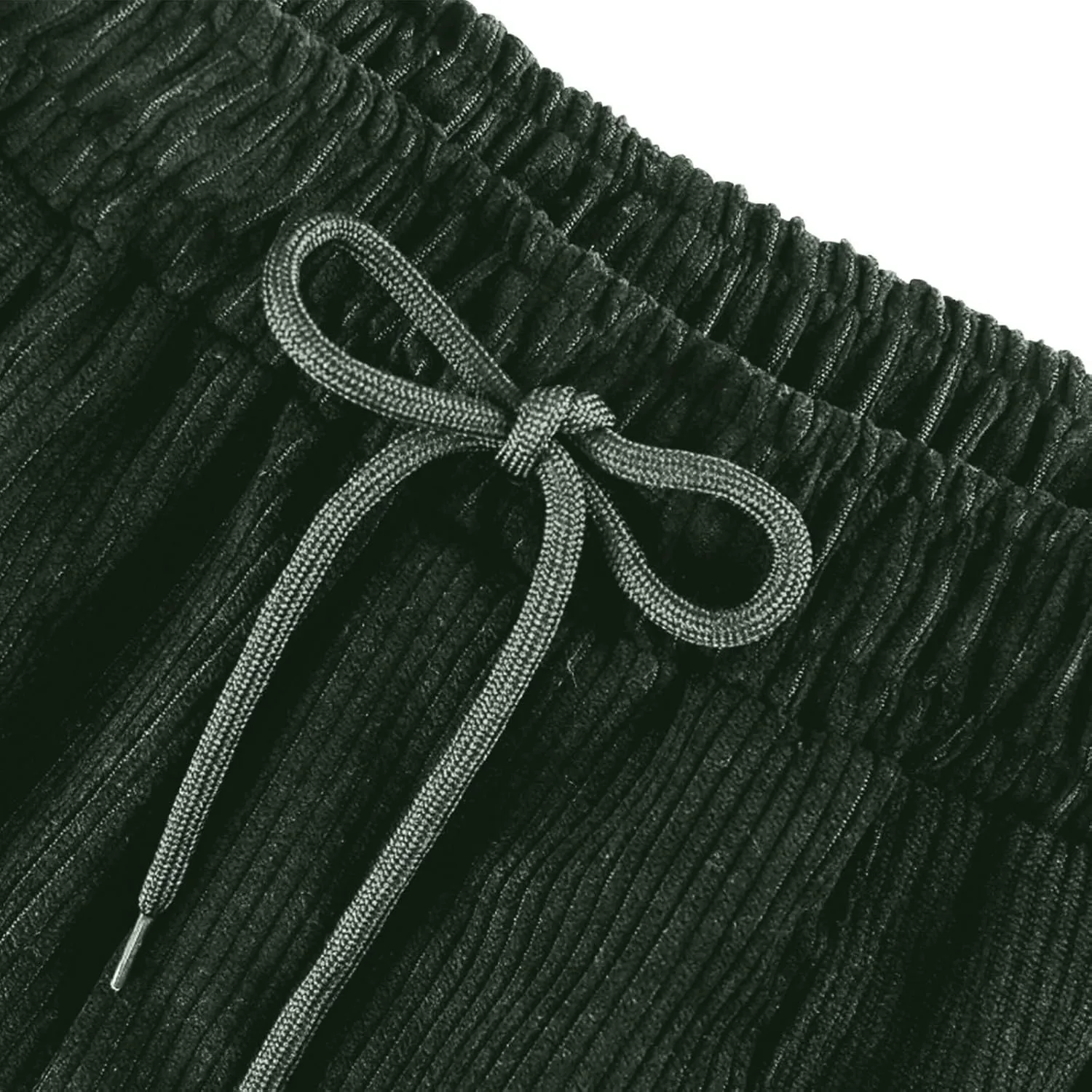 Corduroy Pants for Women Fall Winter Full Length Pant High Waist Straight Leg Pants Casual Drawstring Elastic Trouser