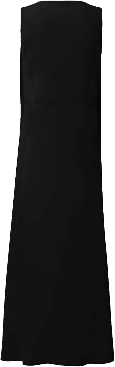 Cotton Linen Dresses for Women 2025,Plus Size Sleeveless Casual Loose Fit Comfy Vacation Beach Sundresses with Pockets