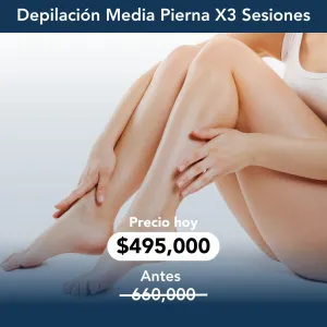 Depilación Láser Media Pierna x3 Sesiones 25% OFF