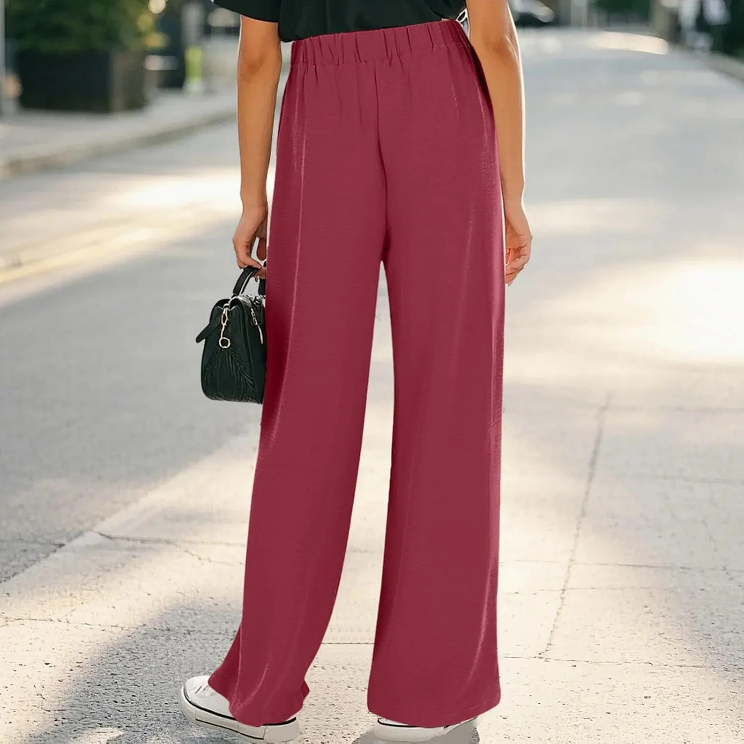 Girls Wide Leg Palazzo Pants Loose Lounges Summer High Waist Flowy Casual Trousers Beach Travel Vacation