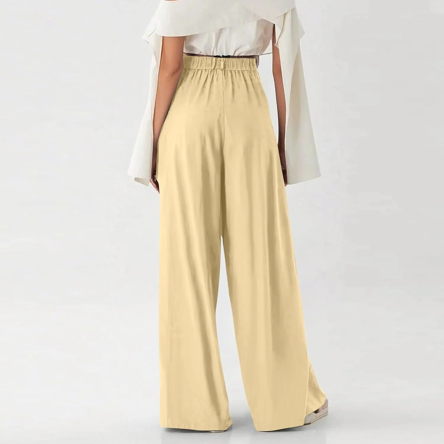 High Waisted Work Dress Pants Business Casual Outfits for Women Tees 2025 Office Flowy Trousers with Pockets