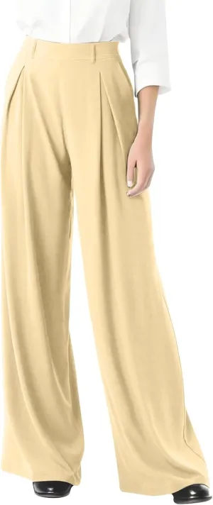 High Waisted Work Dress Pants Business Casual Outfits for Women Tees 2025 Office Flowy Trousers with Pockets
