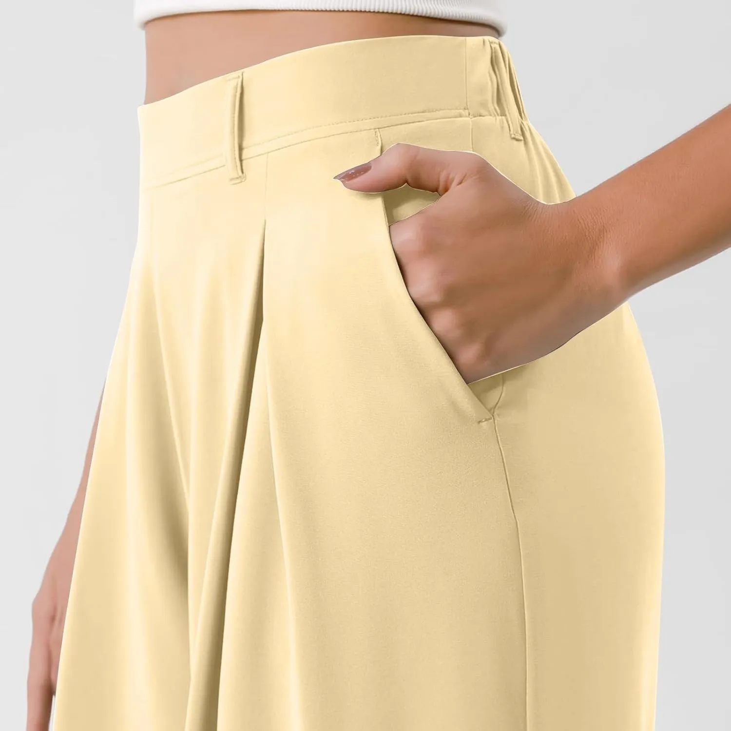 High Waisted Work Dress Pants Business Casual Outfits for Women Tees 2025 Office Flowy Trousers with Pockets