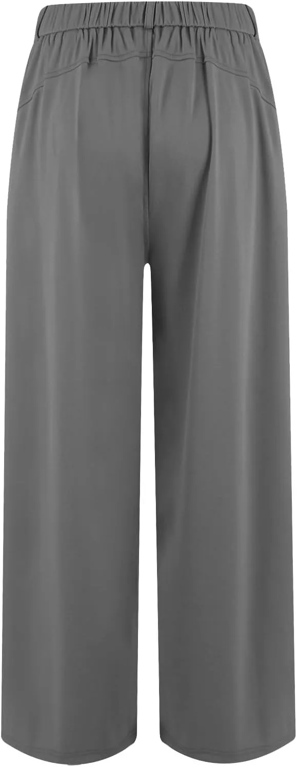 High Waisted Work Dress Pants Business Casual Outfits for Women Tees 2025 Office Flowy Trousers with Pockets