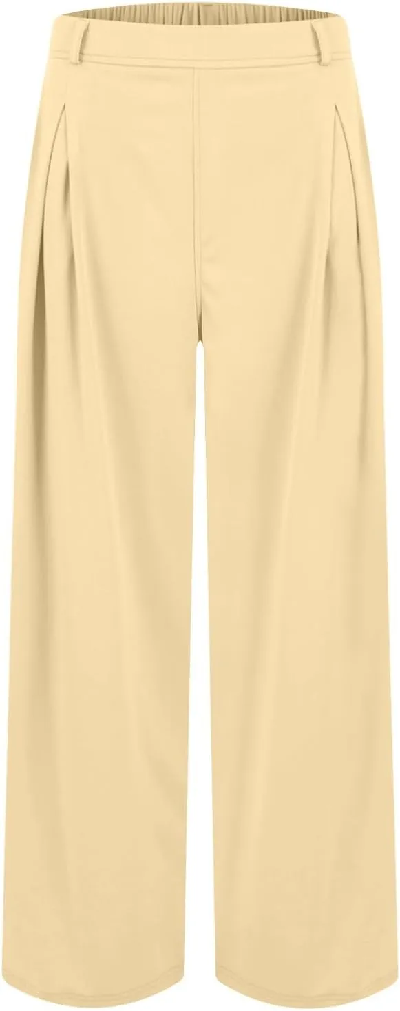 High Waisted Work Dress Pants Business Casual Outfits for Women Tees 2025 Office Flowy Trousers with Pockets