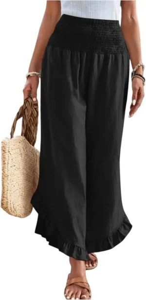 Linen Pants Women Summer Boho Wide Leg High Waist Lounge Palazzo Pant 2025 Casual Beach Vacation Outfits