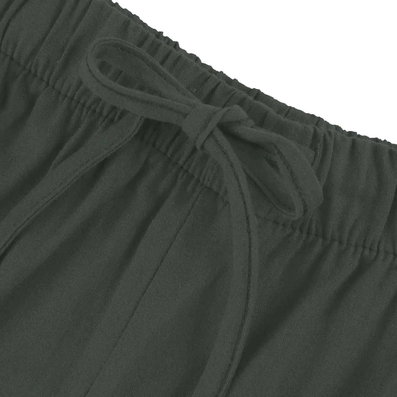 Linen Pants Women,Casual Pants Trendy Wide Leg High Waisted Cotton Linen Drawstring Summer Trouser with Pockets