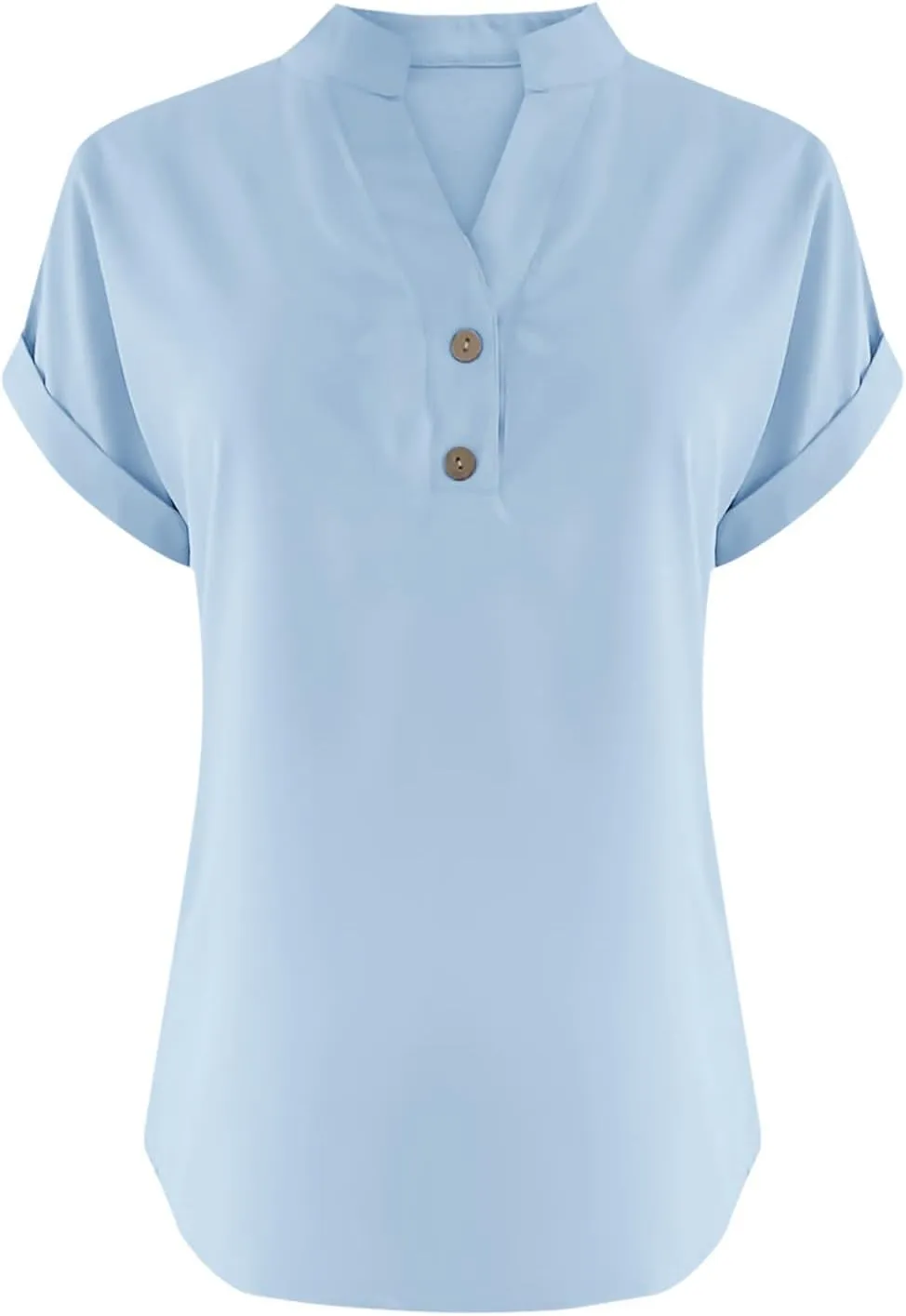 Linen Shirts for Women Cotton Button Up Shirt Summer Short Sleeve Roll Up Loose Fit V-Neck Casual Work Blouse Tops