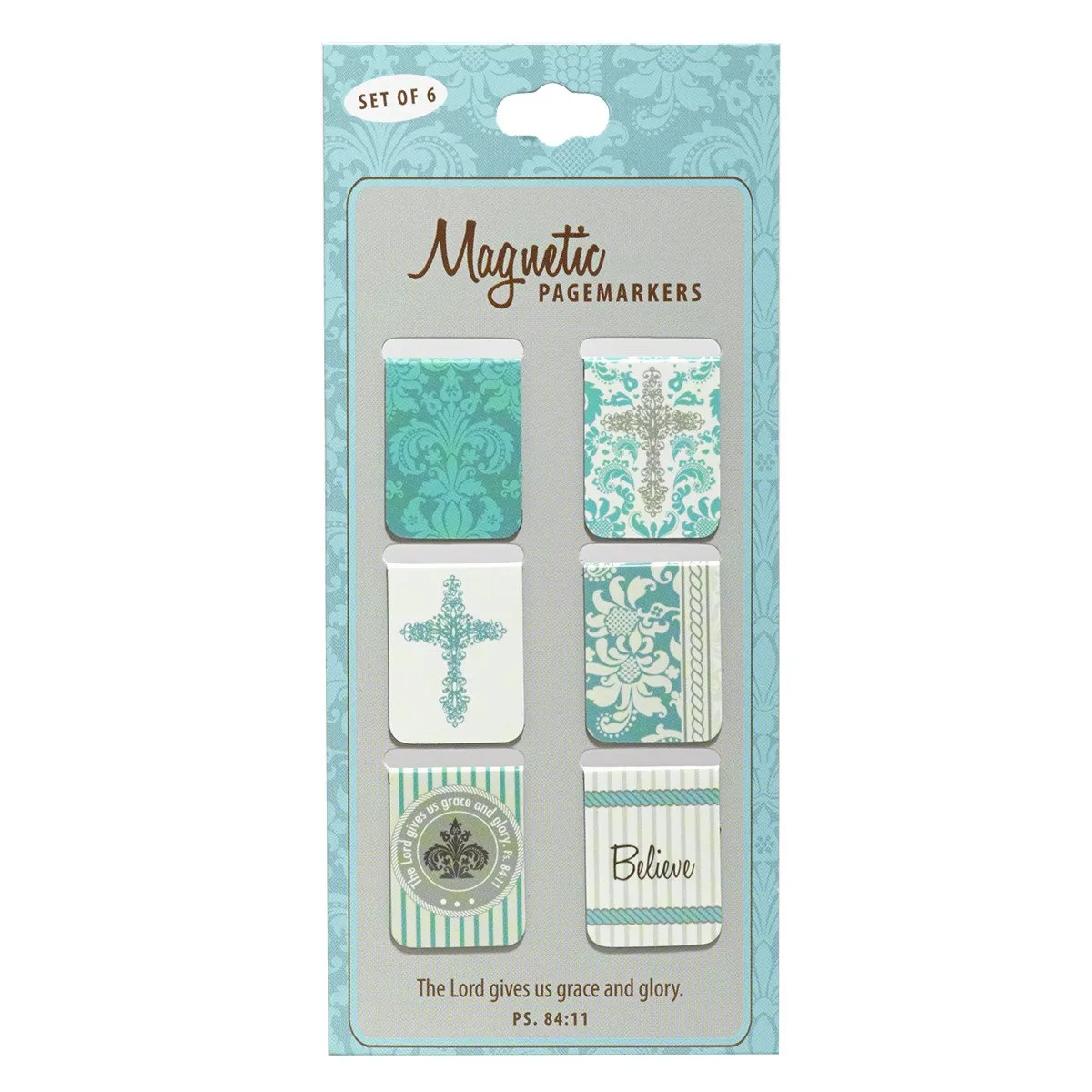 MAGNETIC PAGE MARKERS VERDE AGUA CON CREMA PEQ. SET DE 6M