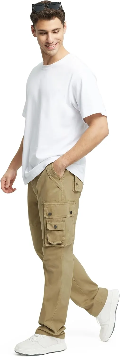 Men's Cargo Pants with 8 Pockets Ripstop Cotton Cargo Pants for Men Hiking Camping Fishing Running